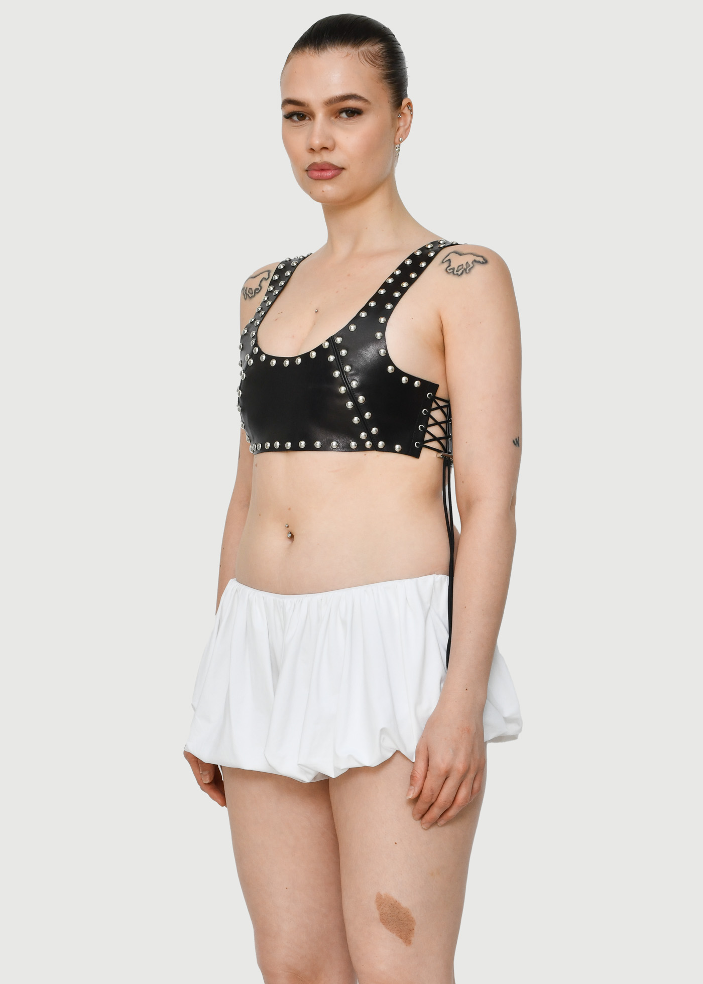 White Draped Fluid Jersey Bloomers - Image 4