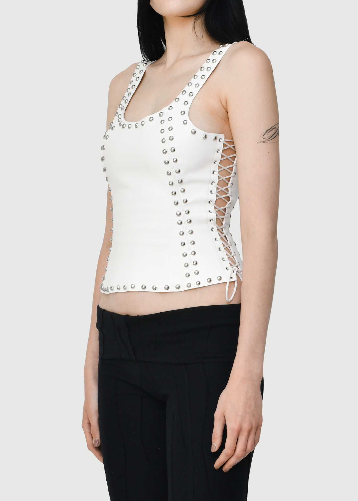 White Studded Debardeur - Image 4