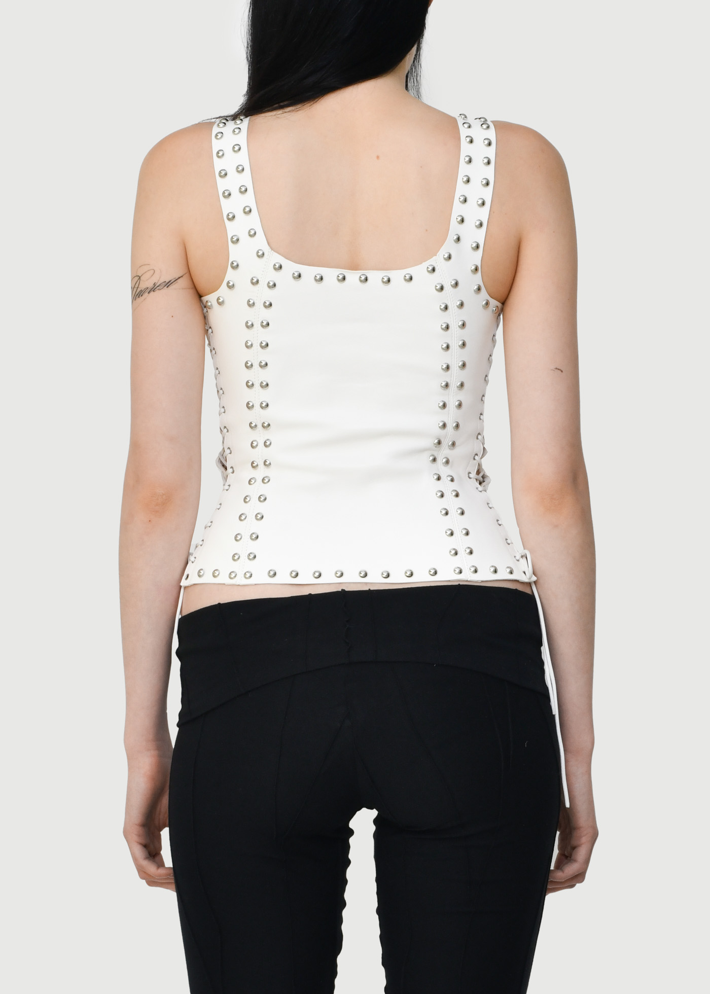 White Studded Debardeur - Image 3