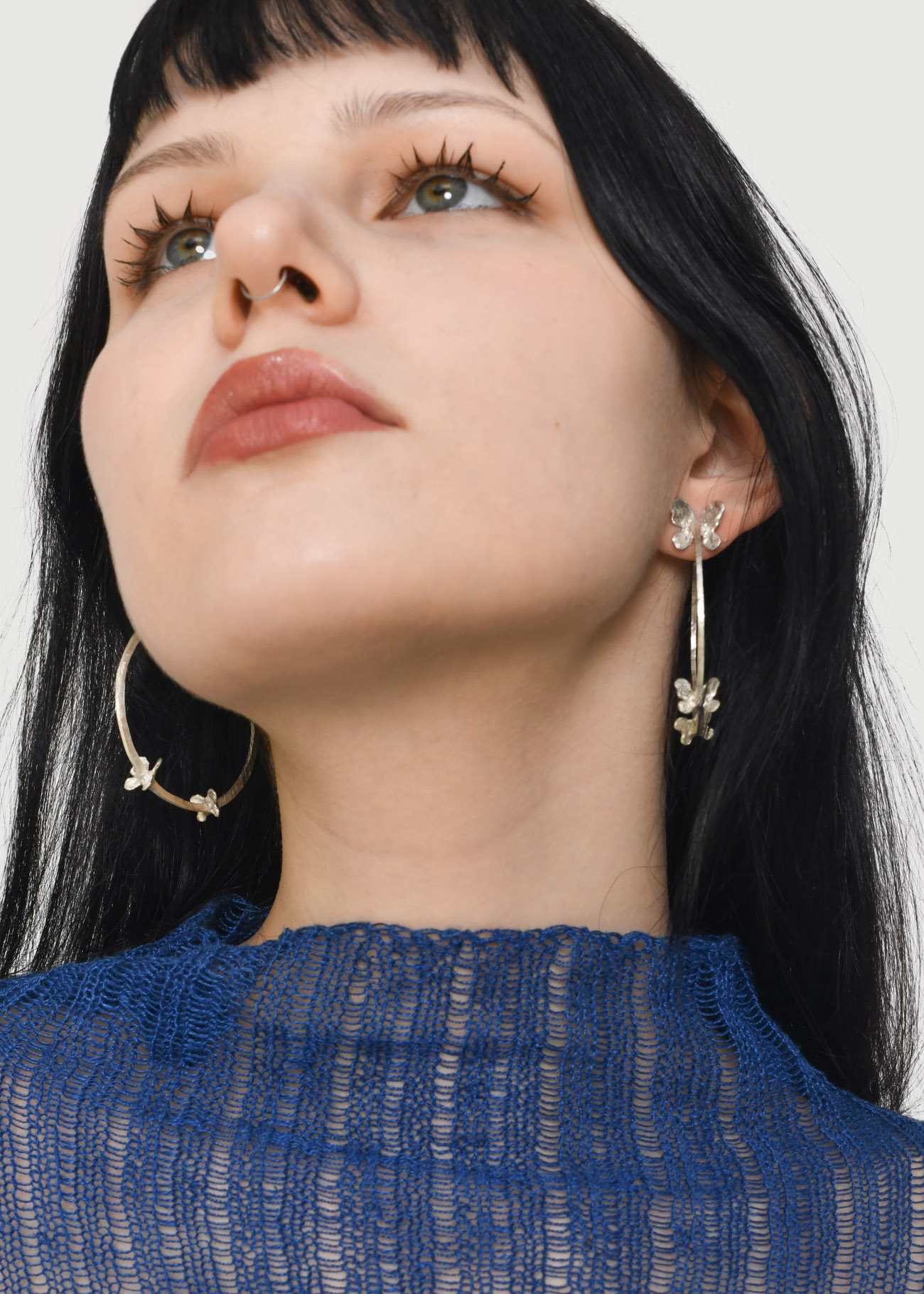 Butterfly Hoop Earrings Silver - Image 4