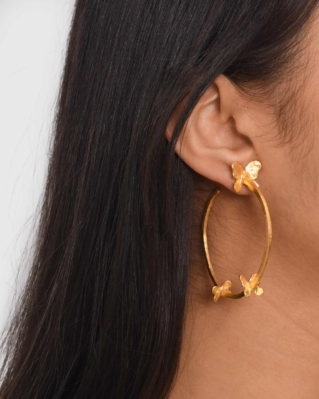 Butterfly Hoop Earrings Gold - Image 4