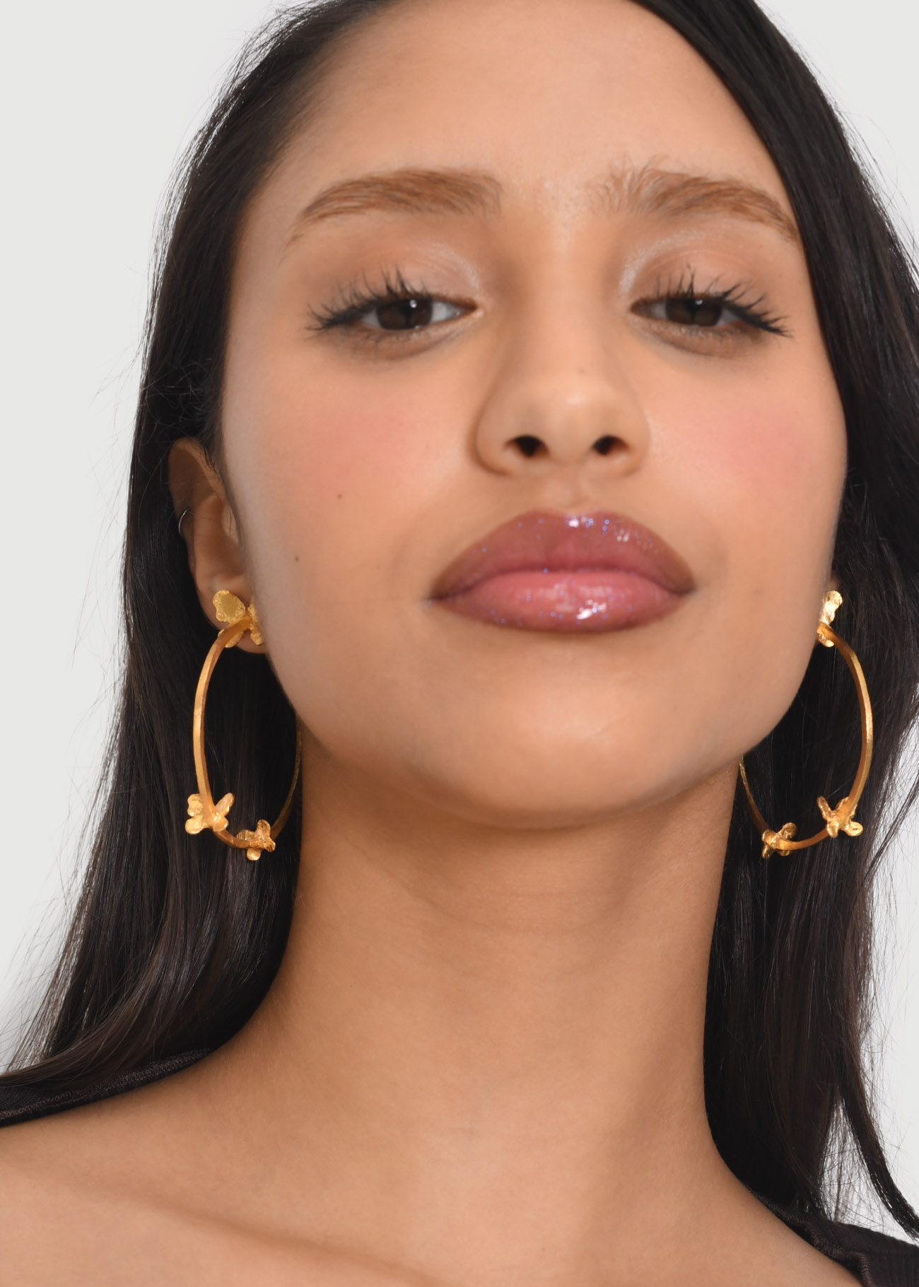 Butterfly Hoop Earrings Gold - Image 2