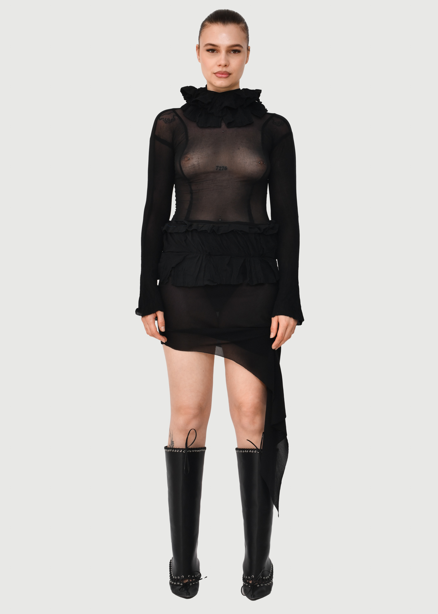 Texturized Stocking Mini Dress - Image 4