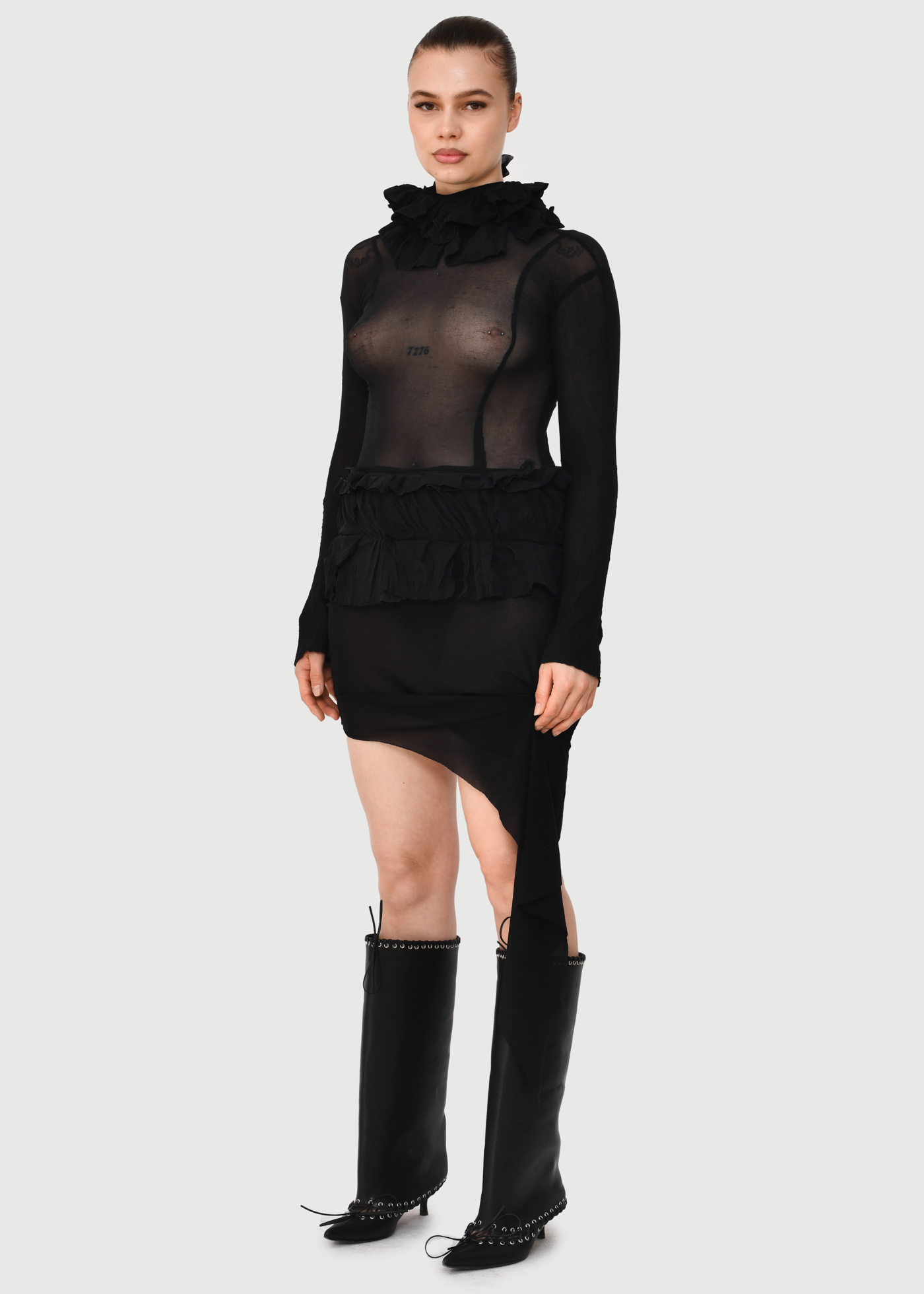 Texturized Stocking Mini Dress - Image 5