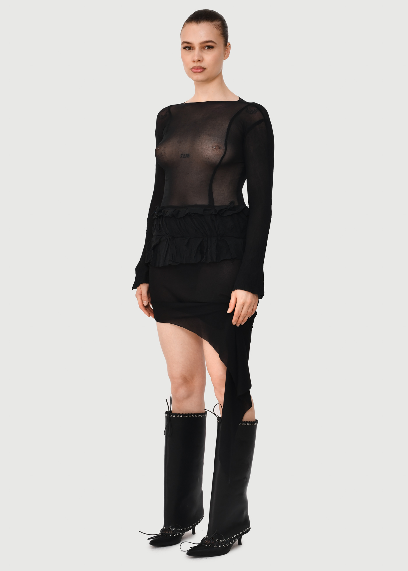 Texturized Stocking Mini Dress - Image 3