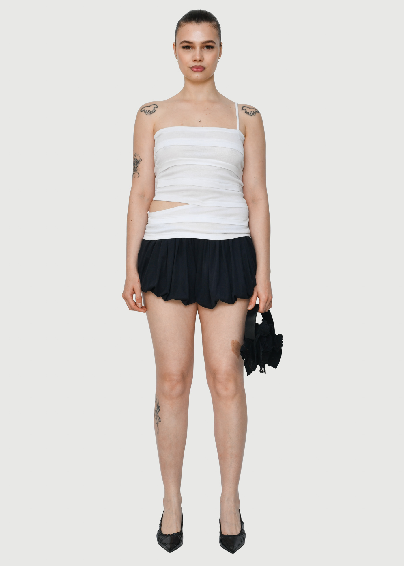 Black Draped Fluid Jersey Bloomers - Image 5